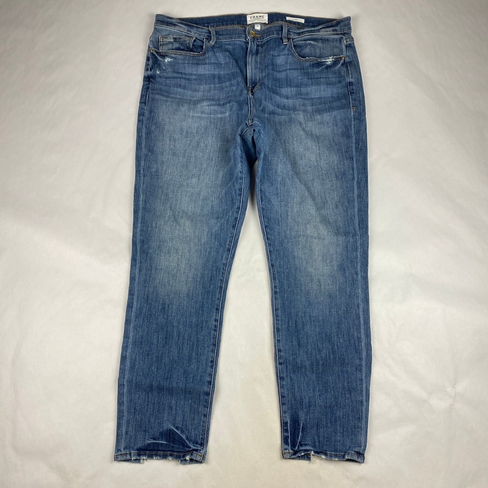 Frame Le Boy Jeans Women's Size 34 Distressed Denim Blue‎